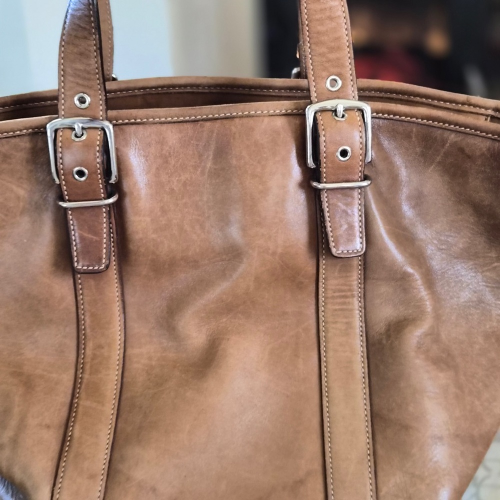 Brown leather Coach Hampton tote